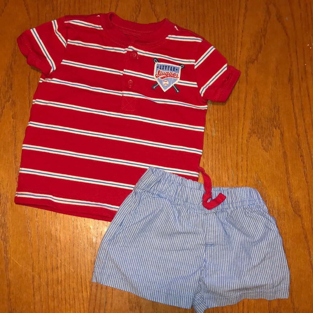 0-3mo baby boy shirt/short set